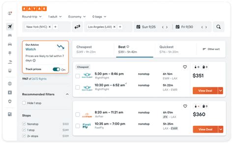 kayak airline prices.